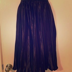 Black silk pleated skirt